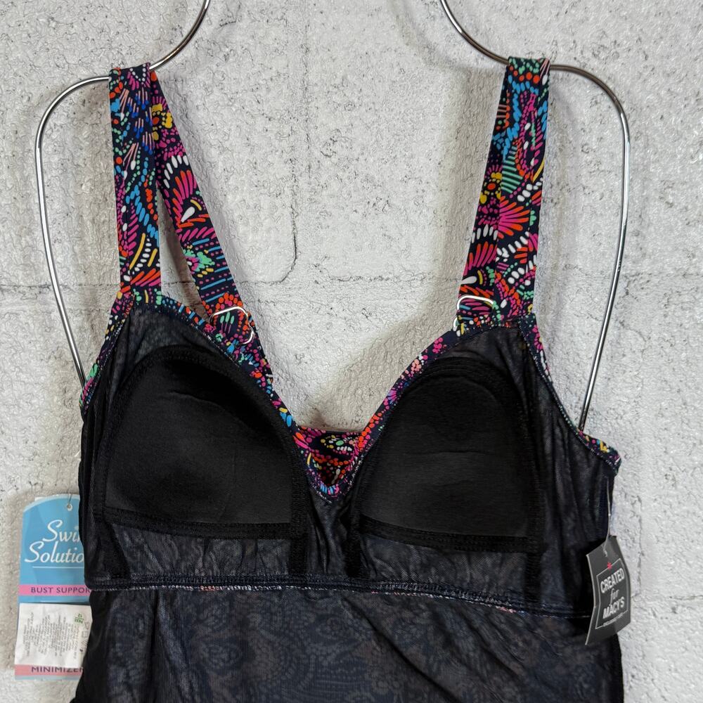Swim Solutions Women's Printed Tiered One-Piece Swimsuit Navy Multi 8 MSRP $99 - Picture 8 of 13